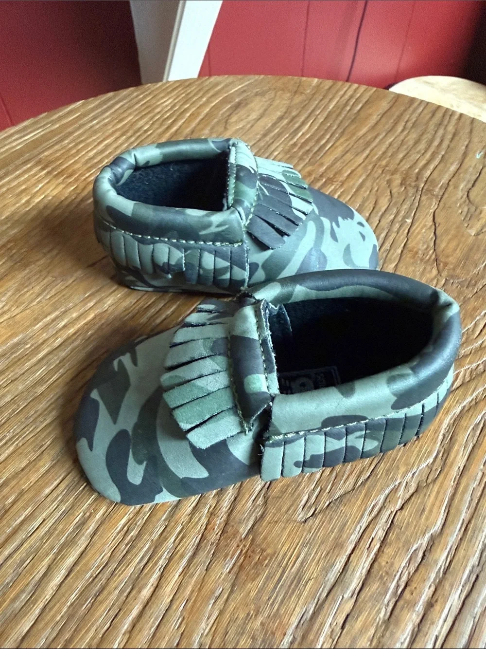 Romirus Baby Boys Moccasins Soft Sole Slip On Fringe Camouflage Green Size 1